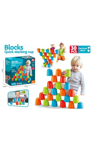 Point Plus Cup assembly game for children - 30 pieces (cups + balls) - to develop concentration and motor skills
