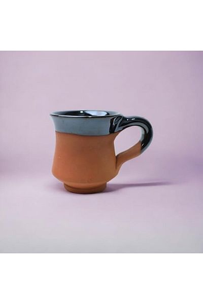 Generic ARK Dirtique 80 ml Conical Clay Tea Cup – Half Glazed Terracotta, Perfect for Tea & Hot Beverages
