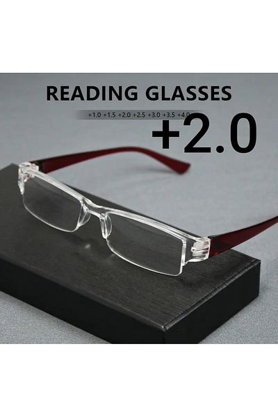 zhara tech Rimless Near Reading Glasses Blue Light Protected (+ 2 . 0)