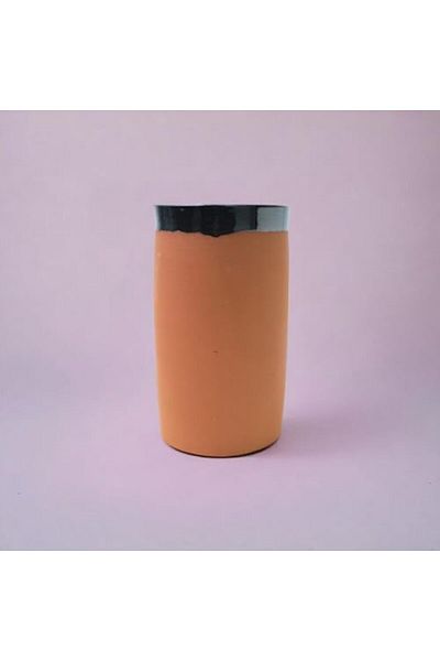 Generic ARK Dirtique 450 ml Clay Beer Mug – Handcrafted Black Half-Glazed Terracotta Glass, Elegant & Dura