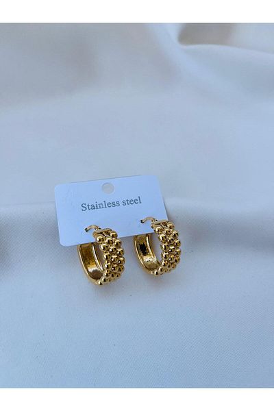 ESDE Stylish Design Embossed Detailed Steel Earrings