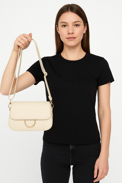 Satuna Altın Halkalı Krem Omuz Çantası – Şık ve Zarif Tasarım, Günlük & Özel ...