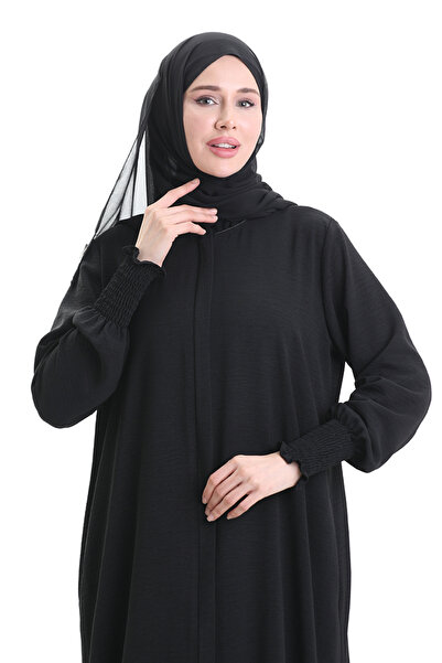 sefamerve Krem Kumaş Keten Ferace 5095-01 Siyah