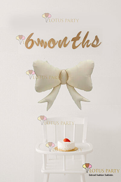 LOTUS PARTY 6 months yarım Yaş Kutlama Seti - Retro Yarım Yaş Set - Krem Renk...