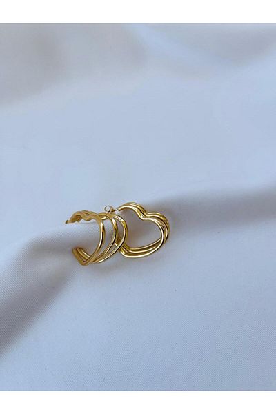 ESDE 3 Piece Steel Stylish Design Heart Earrings