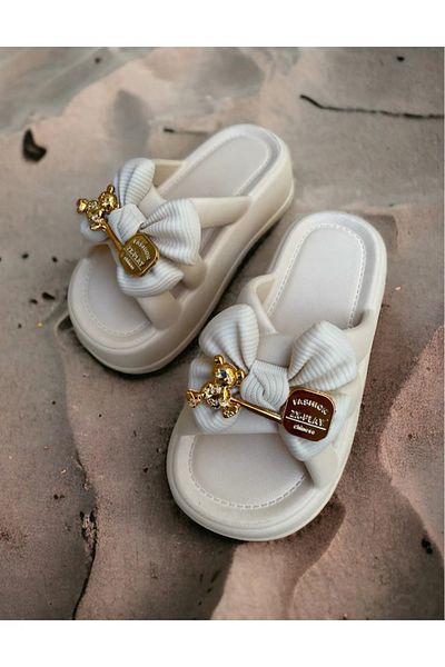 PLN SHOES Women's Luxury Daily Beach Sea Pool Slippers with Bow