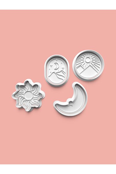 AKTASTORE مجموعة قوالب البسكويت على شكل قمر وشمس ونجمة وقوالب عجينة السكر مكو...