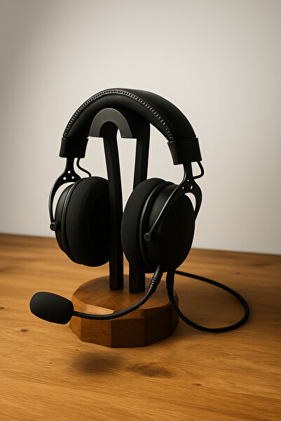 Srd3dMaker Ahşap Görünümlü Şık Kulaklık Standı – 27 cm, Büyük Boy Kulaklık Uy...