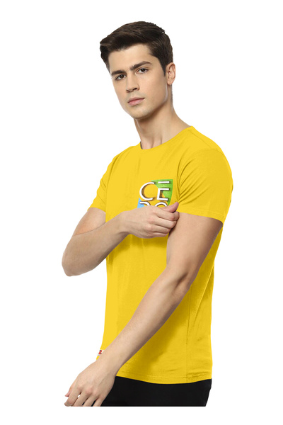 LAUREN SMITH Men’s Premium Textured Cotton Lycra Round Neck T-Shirt with High Definition Logo - Luxury Casual Tee