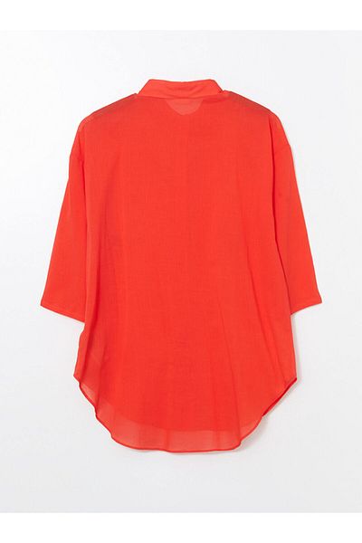 LC Waikiki Lcw Dream Coral Shirt Collar Women Beach Dress