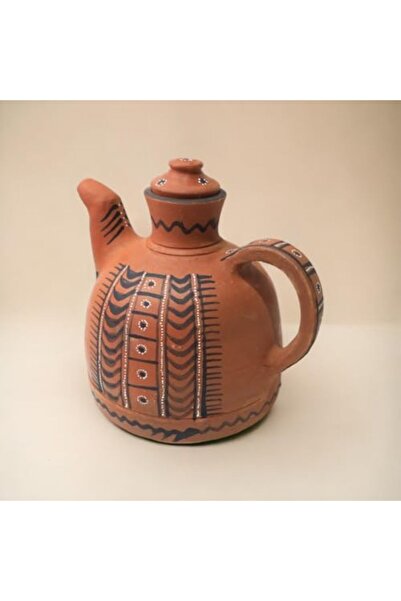 Generic ARK DhaaroVibes 1L Handmade Clay Teapot - Village Vibe Terracotta Tea Pot (20 CM X 18 CM), Eco-Frien
