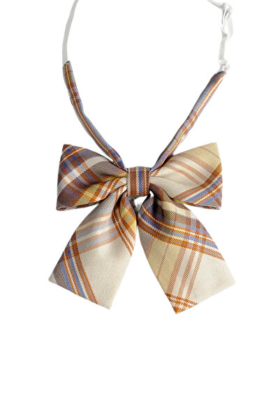 Waves And Pebbles Plaid Women's Bow Tie No1