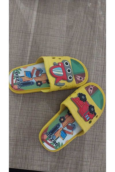 GEZER Yellow Truck Summer Children's Slippers Non-Slip Sole