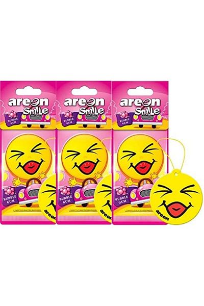 Areon Smile Dry Car Air Freshener Bubble Gum, Pack of 3