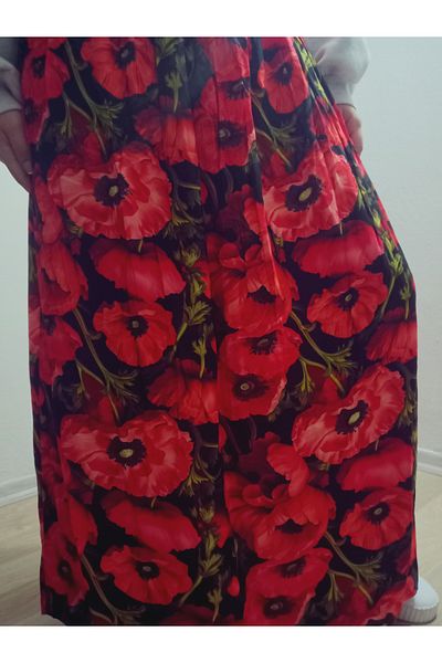 hoaryage Elastic Waist Vibrant Colorful Patterned Viscose Press Fabric Maxi Length Skirt
