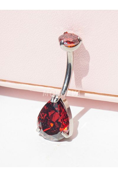 MORNEVA Titanium Crystal Drop Stone Minimal Belly Button Ring