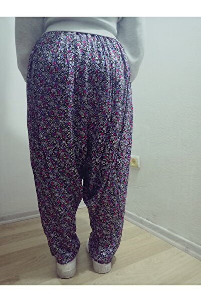 hoaryage Viskon Basma Kumaş Çiçek Desenli Cepli Şalvar %100 Pamuk