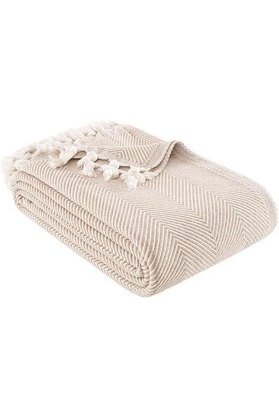 STOREMAX Ntwork Organic Cotton Non-Slip Sofa Cover Patterned 200X230 cm Sofa Bed Sofa Bed Buldan Cloth Beige Art