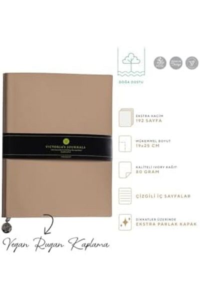 STOREMAX Muartshop Patent Leather Flexible Cover Striped Notebook, 19X25 cm -Beige 871301