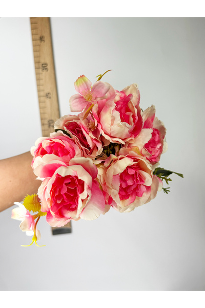 Hobi Stok Floare artificială - Buchet mic de bujor emailat - 30 cm înălțime