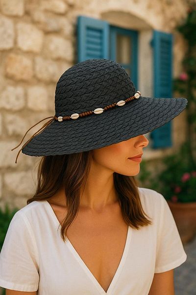 kabancım Women's Seashell Bead Detailed Straw Hat