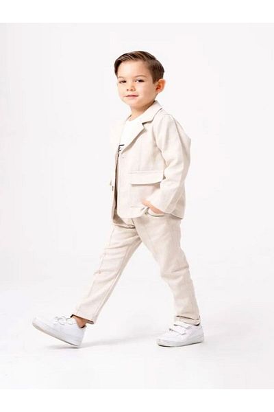 NİSAY BOUTİQUE Boy's Pocket and Button Detailed Summer Seasonal Trend Stylish 3-Piece Set for Festivals and Celebrations