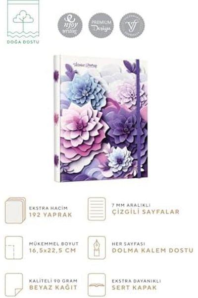 STOREMAX Muartshop Spiral Notebook Hard Cover 192 Pages 96 Sheets 17X24 cm 90Gr. Striped 871301