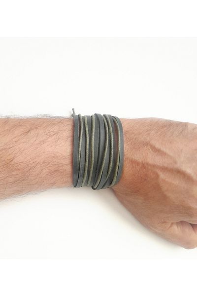 AB Takı Multi-Layer Design 2-Pack Fashionable Khaki Leather Bracelets