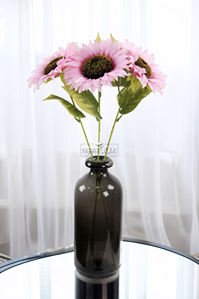 Yapay Çiçek Deposu Yapay Retro Ayçiçeği Dalı 50 cm Pembe