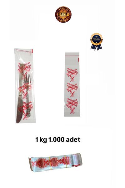figanlar ambalaj Bon Appetit Written Printed - Transparent - (1,000 Pcs) 25 kg Fork Spoon Bag - Fork Spoon Bag