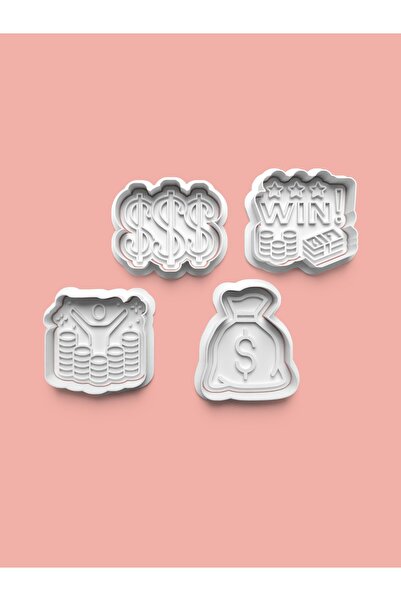 AKTASTORE قالب بسكويت بتصميم المال والثروة وقالب عجينة السكر، مجموعة من 4 قطع...