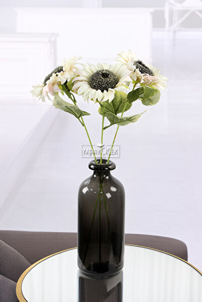Yapay Çiçek Deposu Yapay Retro Ayçiçeği Dalı 50 cm Paris Grisi