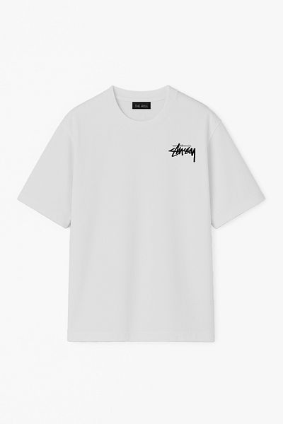 THE RULE Unisex Stüssy Dice Printed Oversize 100% Cotton Wide Cut Textured Crew Neck Gray T-Shirt Rf0511