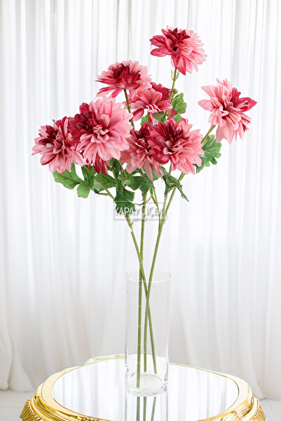 Yapay Çiçek Deposu Yapay 3lü Gardenya Dalı 70 cm Bordo - Pembe