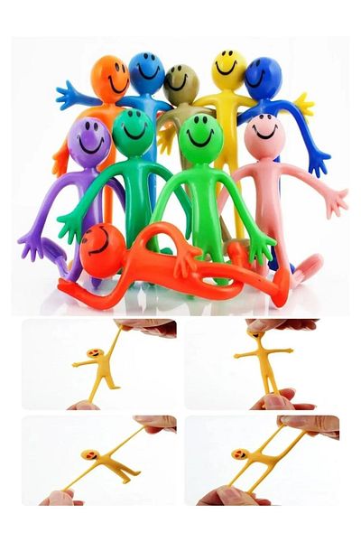 MİNGODAN 2 Pieces Colorful Flexible Man Toy – Stress Relief Fun Figures (Pull and Drop Toy) Anti Stress