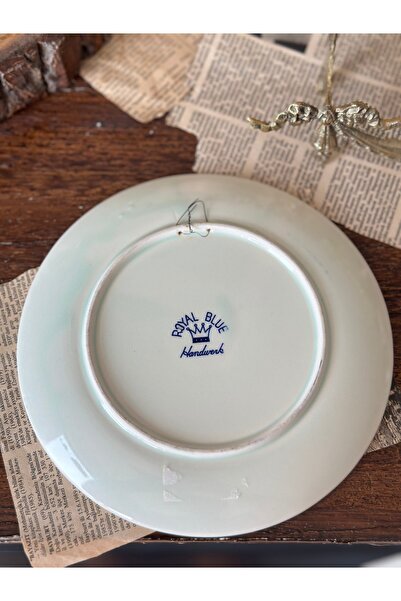 Handmadesign Antika Alman El boyaması Mavi Beyaz Blueblanc Duvar Tabağı Süsü 19 cm