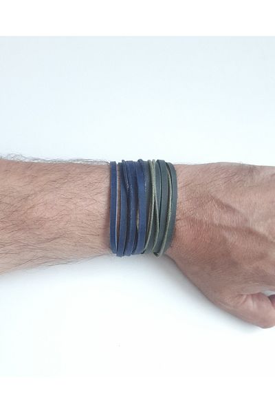 AB Takı Multi-Layer Design 2-Pack Khaki Leather Bracelets