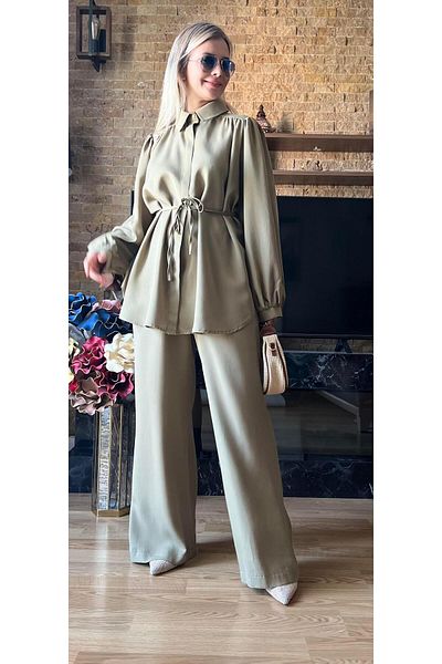 Cardella Premium Quality Balloon Sleeve Tncl Fabric Double Suit Hijab Compatible Shirt Pants Suit