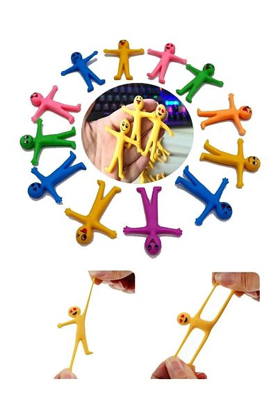 MİNGODAN 2 Pieces Colorful Flexible Man Toy – Stress Relief Fun Figures (Pull and Drop Toy) Anti Stress