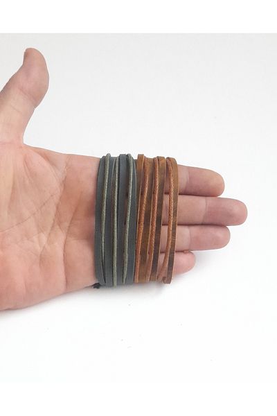 AB Takı Multi-Layer Design 2-Pack Khaki Leather Bracelets