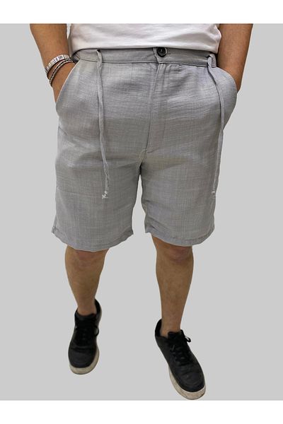 daniel milano Men's Sers Linen Waist Lace-Up Regular Gray Shorts&Capri