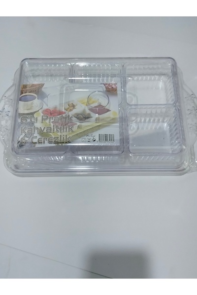 abnturk Sunumluk Tepsili kapaklı 6" Lı Pratik Kahvaltılık ve Çerezlik