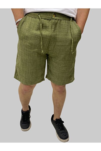 daniel milano Men's Sers Linen Waist Lace-Up Regular Green Shorts&Capri