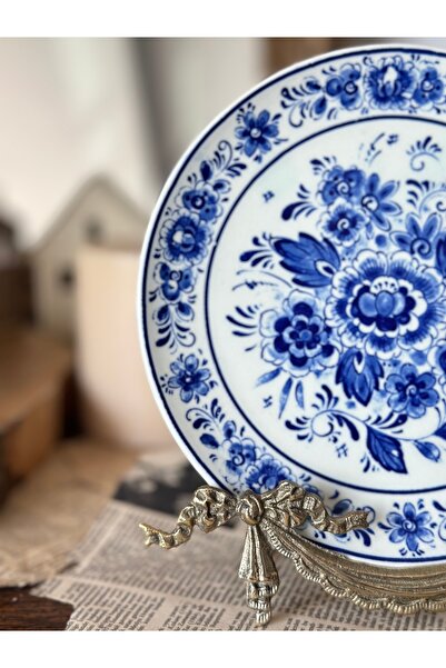 Handmadesign Antika Alman El boyaması Mavi Beyaz Blueblanc Duvar Tabağı Süsü 19 cm