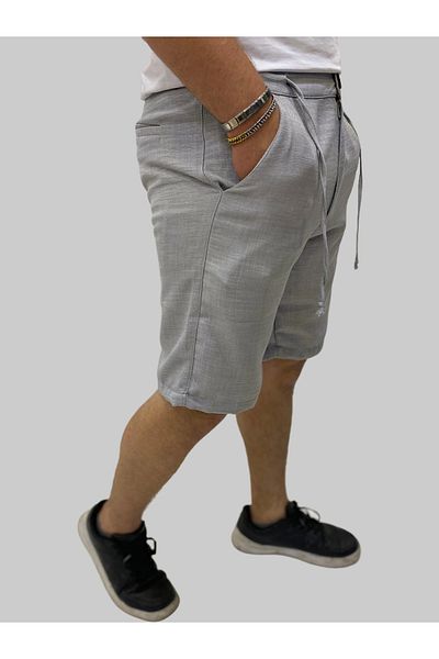 daniel milano Men's Sers Linen Waist Lace-Up Regular Gray Shorts&Capri