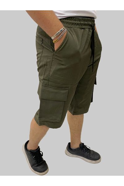 daniel milano Men's Sers Cotton Regular Fit Khaki Capri with Parachute Cargo Pockets