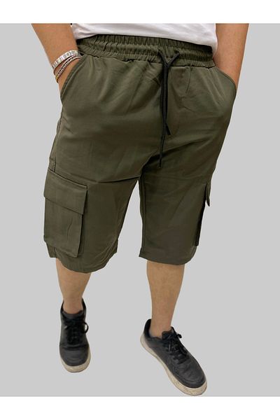 daniel milano Men's Sers Cotton Regular Fit Khaki Capri with Parachute Cargo Pockets