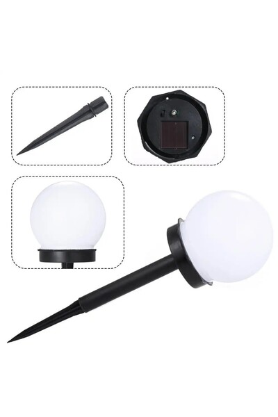 bzstore Set 10 Becuri Solare LED, Formă Sferică, Tip Glob, Diametru 10 cm, Alb Rece