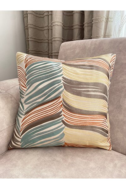 YOUC Design Kirlent Cover Leaf Patterned 40X40 First Quality Fabric Special Handwork