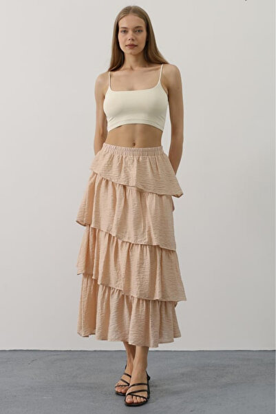 Genel Markalar Katlı Kesim Uzun Etek - Taş